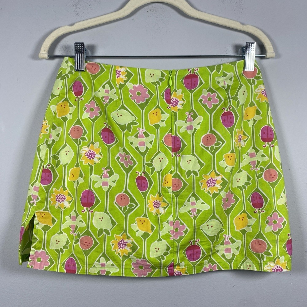 VTG Lilly Pulitzer A-Maze-ing Green Ladybug Fruit Floral Skort Skirt Women's 2 - Picture 2 of 5